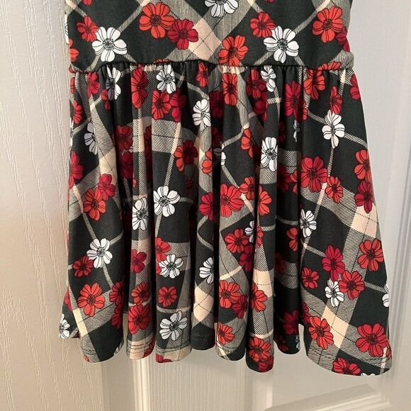 Dot Dot Smile Floral Plaid Cap Twirl Dress Red Green Christmas Holiday 12-24 Mos - Picture 3 of 9